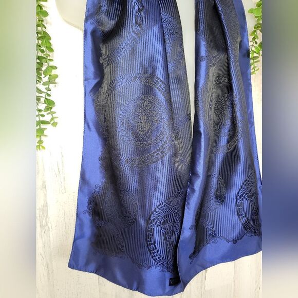 Authentic Versace Iridescent Black and Blue Scarf - Picture 11 of 12